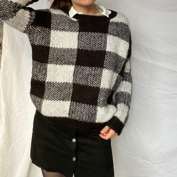 Black and white checkered knitted sweater H&M - Picture 4 of 11